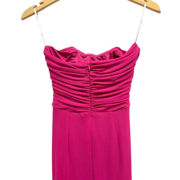 Lulus Epitome of Allure Fuchsia Mesh Strapless Ruched Maxi Dress size S NWT - Picture 5 of 8